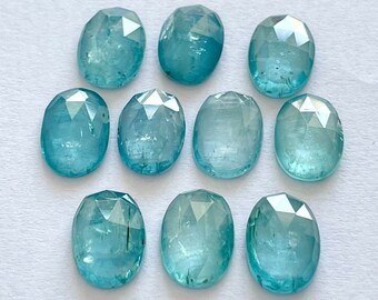 Natural Icy Blue Kyanite Rose Cut 10Pcs Lot - 8x12MM Oval Icy Blue Kyanite Rose Cut - Blue Kyanite Rose Cut Gemstone For Jewellery Making