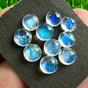 AAA+ 10Pcs Natural Rainbow Moonstone 6MM Round Cabochon Loose Gemstone. White Rainbow Moonstone Cabochons 6MM Round For Jewellery Making #5