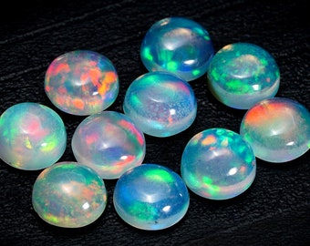 Natural Ethiopian Welo Fire Opal Cabochon Loose Gemstone 5mm Round 10Pcs Lot. fire Opal 5mm Round Cabochons. 5mm opal Round Cabochons #WL1