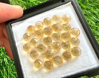 Citrine Rose Cut Cabochons: 6mm Faceted Gemstone Lot