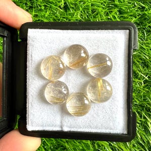 Golden Rutile Quartz Cabochon: Natural Gemstone for Jewelry Making