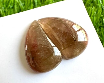 Cabochões de turmalina bicolor: par de pedras preciosas soltas de 21,00 cts (13 x 21 mm)