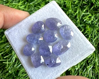 Tanzanite Rose Cut Gemstone Lot: 10 Flat Back Cabochons