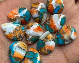 5st natuurlijke oester koper turquoise peervorm cabochon lot - oester turkoois cabochon - losse oester turkoois edelsteen 10x14mm cabochon