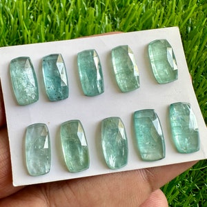 Cuscini taglio rosa in cianite acquamarina: pietre preziose blu ghiaccio sfaccettate, 14 x 7 mm, 10 pezzi