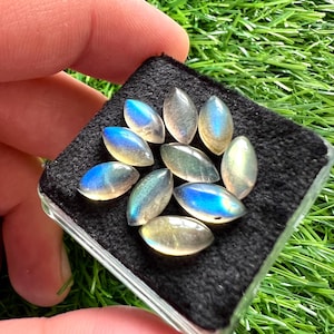 Cabujón de labradorita marquesa: piedra preciosa azul fuego natural, fabricación de joyas