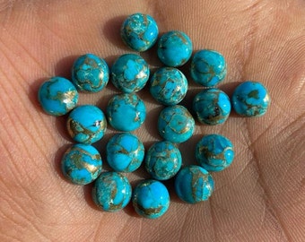 20MM Natural Blue Copper Turquoise Round Cabochon 10Pcs lot - Blue Oyster Turquoise Cabochon - Loose Blue Turquoise 20 MM Round cabochon