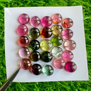 30 Pcs Natural Multi Tourmaline 5 MM Round Cabochon Loose Gemstone Lot. Multi Tourmaline 5MM Round Cabochons For Jewellery Making #N40