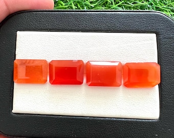 Orange Caroline Emerald Cut Gemstone Cabochons: Jewelry Making Lot