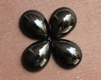 Natural Black Onyx Pear Shape Cabochon 10Pcs Pack, Black Onyx Gemstone, Wholesale Onyx Gemstone Lot, Onyx Cabochon Calibrated Size Available