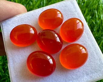 Orange Carnelian Cabochons: 10x12mm Oval Gemstone Lot