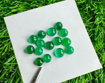 Natural Zambian Emerald Cabochons: 4mm Round, 15 Pcs Lot