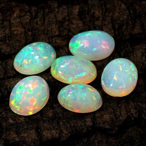 Natural Ethiopian Opal Cabochon Loose Gemstone 6x8mm 6Pcs Lot. welo fire Opal 8x6mm Oval Cabochons. 6x8mm fire opal Cabochons. #WL17
