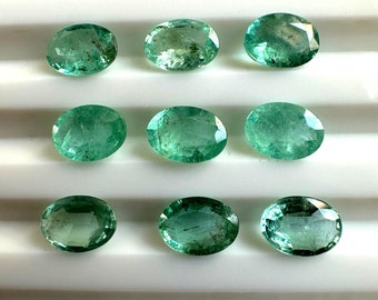 Natural Emerald Oval 6x4mm 9Pcs Lot, Genuine Emerald Loose Gemstone, zambian Emerald 6x4mm 9Pcs For Jewellery Making, 4x6mm Emerald Oval #1