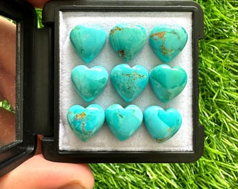 Blue Mohave Turquoise Heart Cabochons - 12mm Gemstone Lot