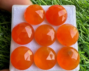 Naturliga karneolroslipade ädelstenar: 10 mm runda, 10 st