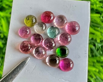 15 Pink Tourmaline Cabochons: 2.5mm Round Gemstone Lot