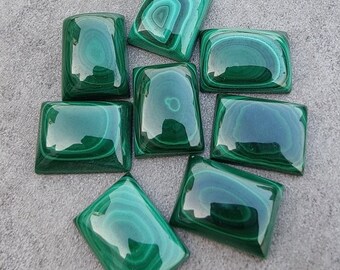 Natural Malachite Rectangle Cabochons: Loose Green Gemstones, 10 Pcs