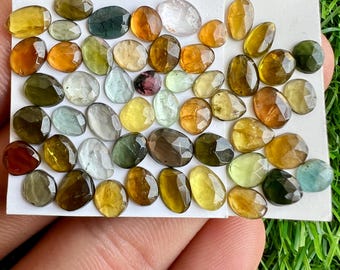 Multi Tourmaline Rose Cut Gemstones: 23.15 Cts, 51 Pcs