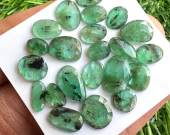 Natural Zambian Emerald Rose cut 22Pcs Lot. faceted emerald loose gemstone. emerald cabochon. Emerald rosecuts for making jewellery #53