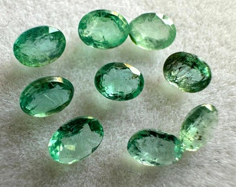 Natural Emerald Oval 3x4MM 9Pcs Lot, Genuine Emerald Loose Gemstone, zambian Emerald 3x4MM 9Pcs For Jewellery Making, 3x4mm Emerald Oval #2