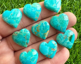 Blue Mohave Turquoise Heart Cabochons: 18mm Loose Gemstone Lot
