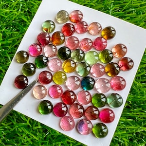 50 Pcs Natural Multi Tourmaline 5 MM Round Cabochon Loose Gemstone Lot. Multi Tourmaline 5MM Round Cabochons For Jewellery Making #N37