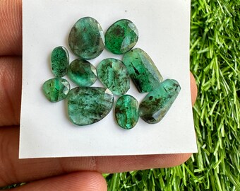 Natural Zambian Emerald Rose cut 10Pcs Lot. faceted emerald loose gemstone. emerald cabochon. Emerald rosecuts for making jewellery #50