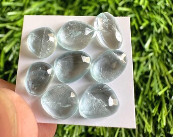 Lote de piedras preciosas de aguamarina natural de talla rosa: cabujones de base plana, fabricación de joyas