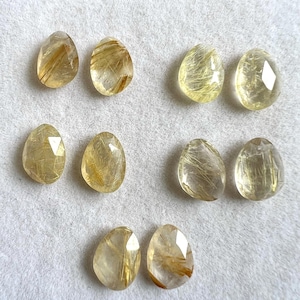 Golden Rutile Quartz Cabochon: 10x14mm Rose Cut Loose Gemstone