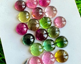 Multi Tourmaline Cabochons: 19 Pcs 5MM Round Gemstone Lot