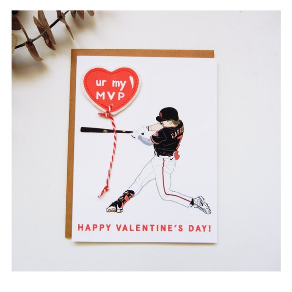 Corbin Carroll Valentine's Day Baseball Player Original Illustration Card / Arizona Diamondbacks/ U R MY MVP / Felt Red Heart Balloon / #7