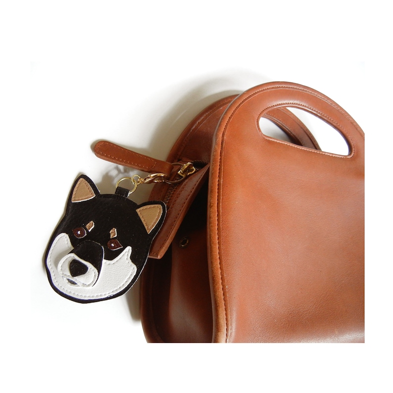 Black Tan Shiba Inu Dog Vinyl Applique Key Pull Japanese Dog Key Chain Accessory Decorative Handmade Custom Free Shipping!