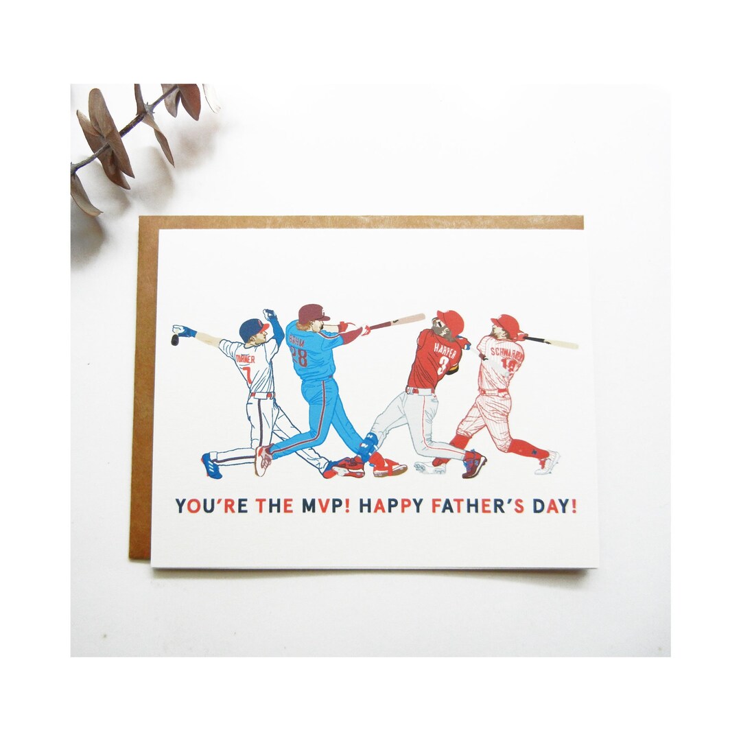 Philadelphia Phillies Father's Day Baseball Illustration Card / You're
