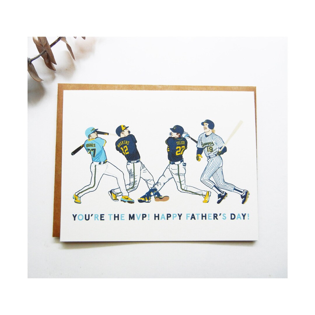 Milwaukee Brewers Father's Day Baseball Players Illustration Card / You ...