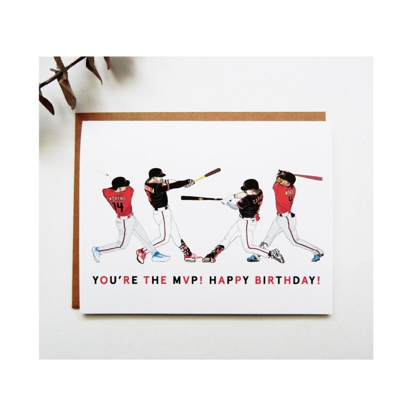 Arizona Diamondbacks Team Birthday Baseball Players Illustration Card ...