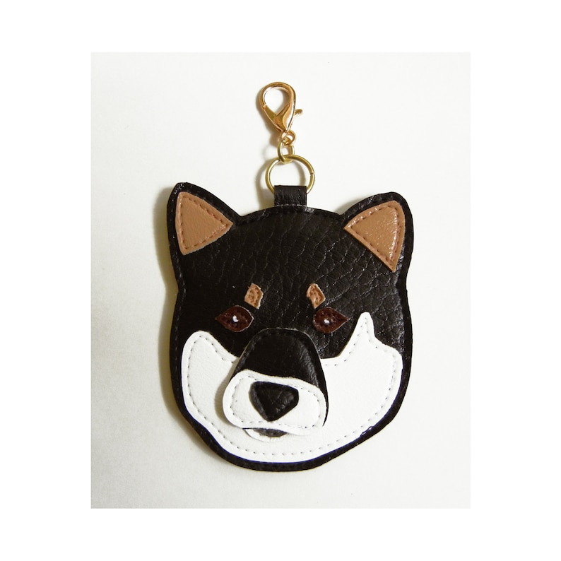 Black Tan Shiba Inu Dog Vinyl Applique Key Pull Japanese Dog Key Chain Accessory Decorative Handmade Custom Free Shipping!