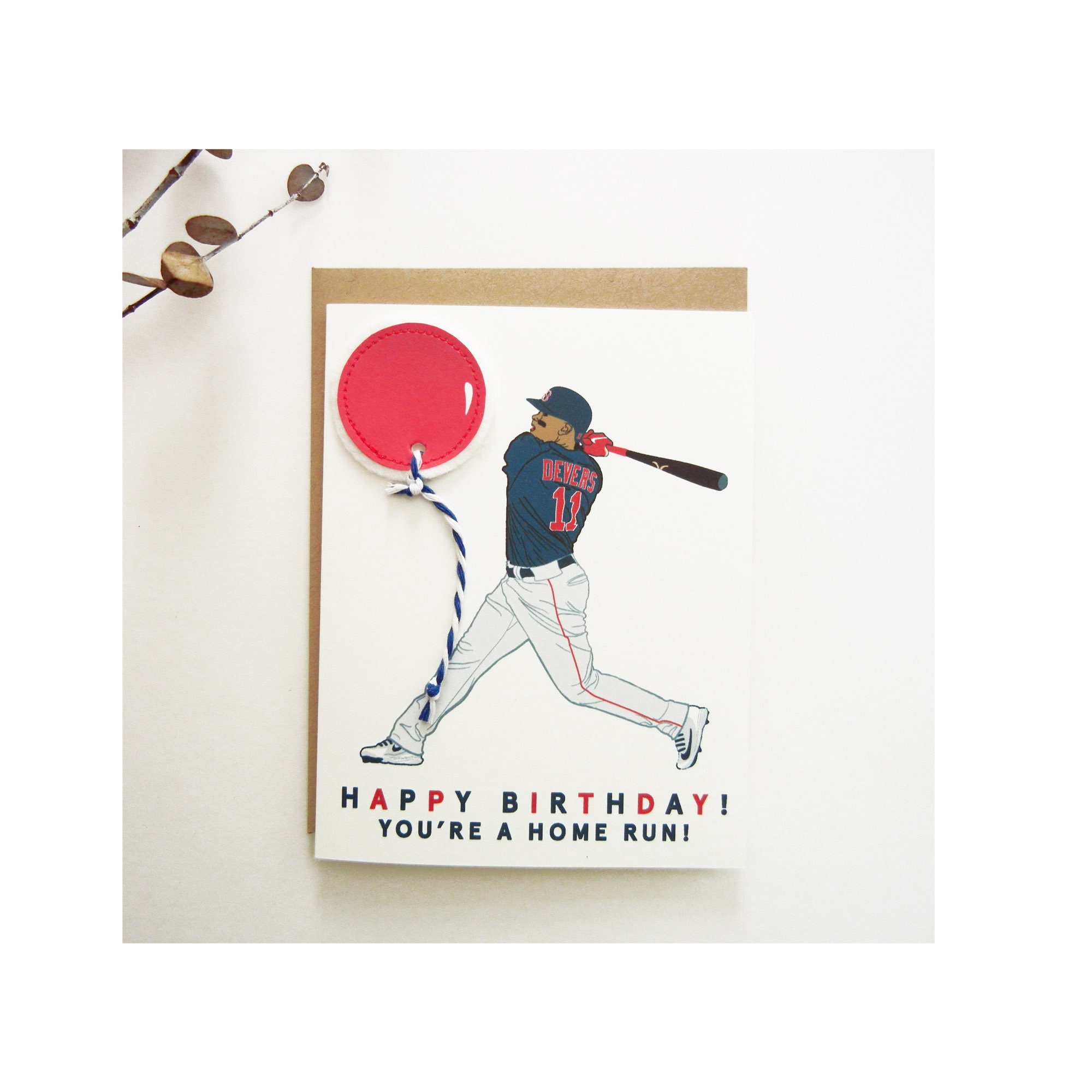 Rafael Devers Baseball Player Illustration Printed Card / 