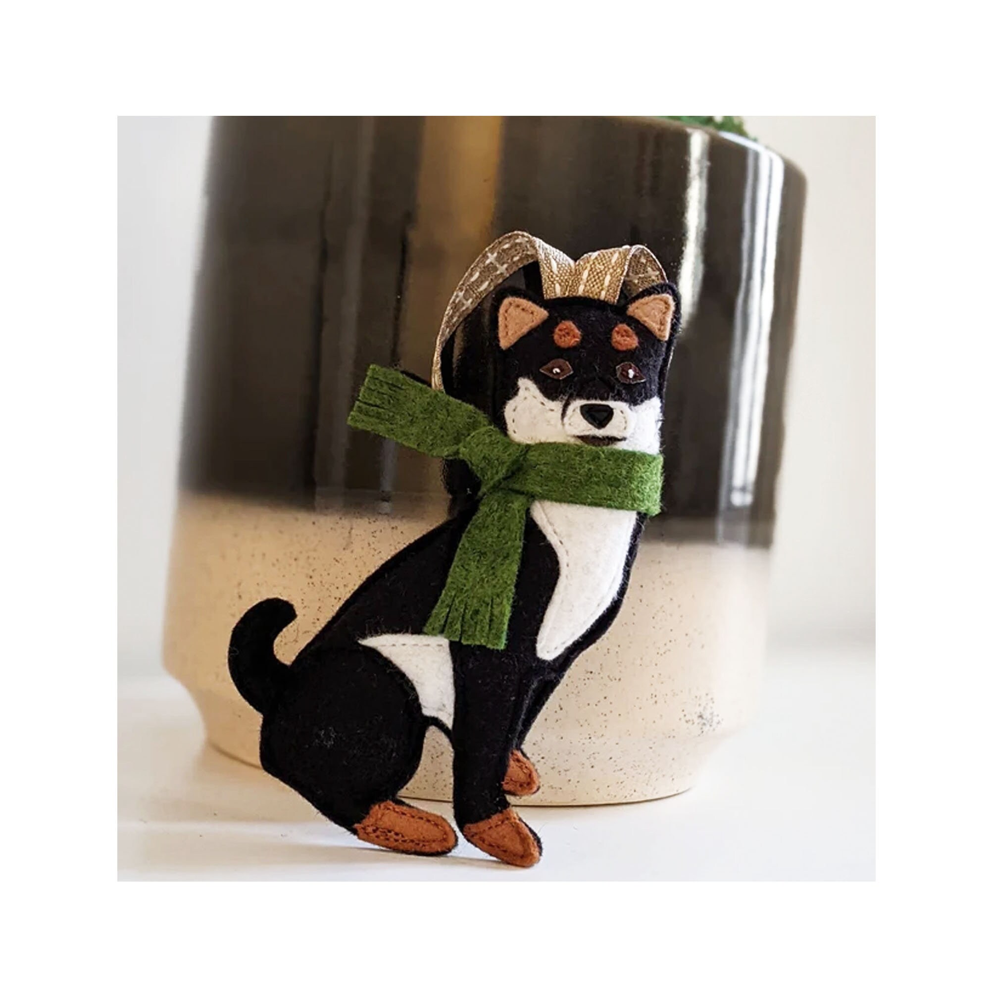 Wollfilz Shiba Inu Schwarz Tan Sesam Hund RotEr Schal Ornament Etsy