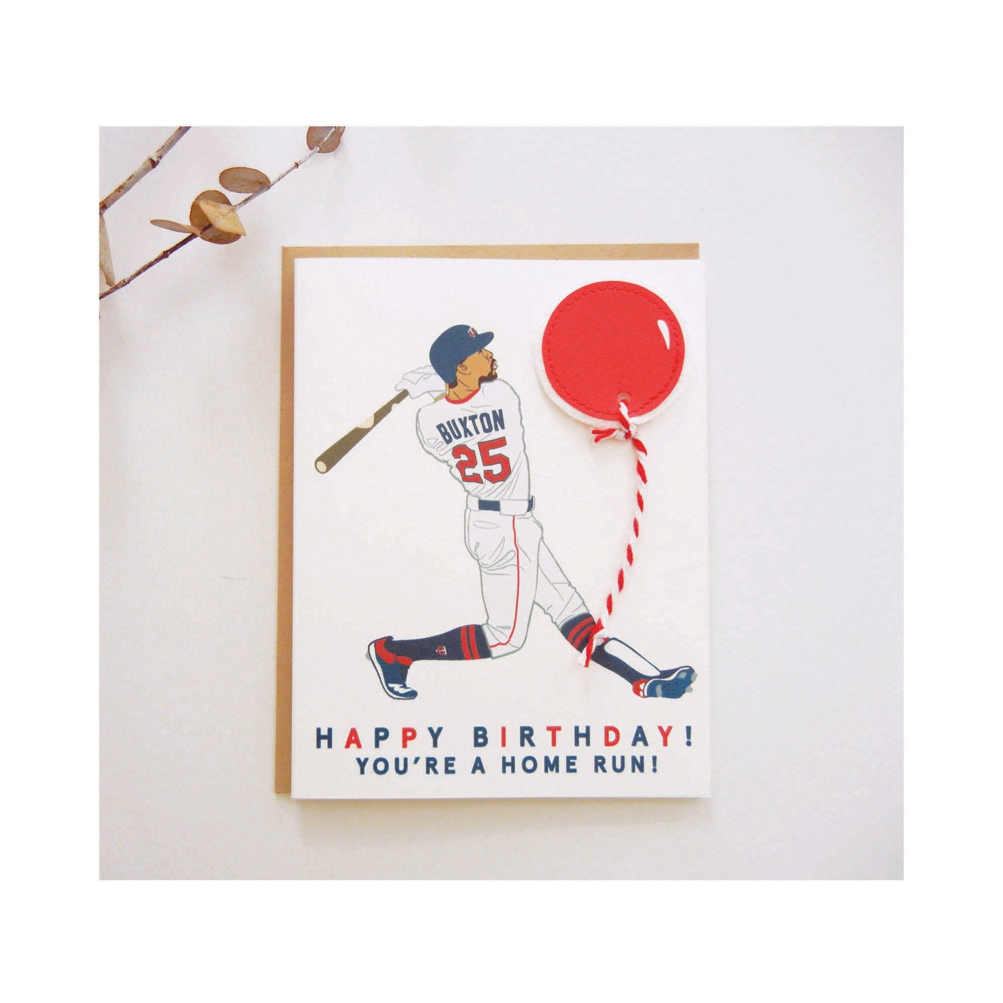 Byron Buxton Baseball Player Illustration Printed Card / Happy 