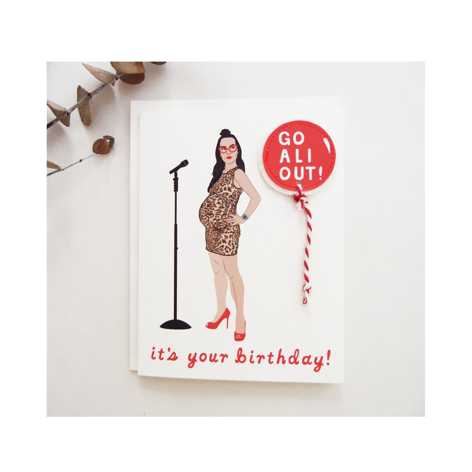 Go ALI Out / Felt Applique Balloon Ali Wong Happy Birthday Illustration