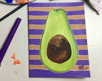 Gestrippt Avocado Postkarte