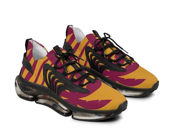 Marigold Burgundy Randiga Vågiga Sneakers | Mesh Sportskor