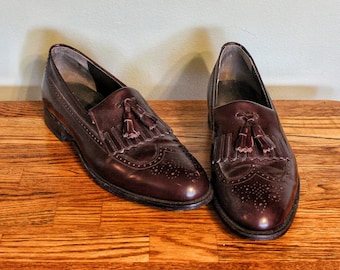 E.T. WRIGHT Cordovan Braun Vintage Herren Tassel Wingtip Loafers Made in USA, 11 B