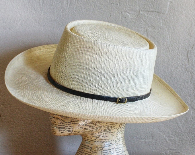 Vintage Men's Cowboy Hat Western Hat RESISTOL Selfconforming the Gambler 4 Star Shantung Panama