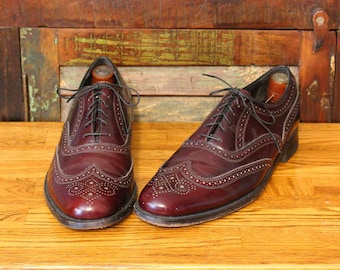 1960's Cordovan Oxford Wing Tip Vintage Men's Shoes Dress Shoes from FLORSHEIM Model 627227 or 30353, Size 12 A