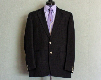 1960's-70's Italian Imported Black Raw Silk Vintage Men's Sport Coat from FENTON HALL CLOTHES New York, Made in U.S.A., 40 Short