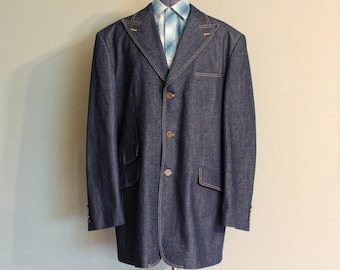 Retro como nuevo azul índigo 100% algodón chaqueta vaquera para hombre abrigo deportivo chaqueta occidental para hombre abrigo deportivo de VITTORIO ST. ÁNGEL, 44 R.