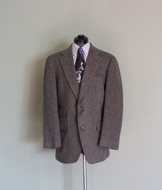 1970's Gray Soft Wool Vintage Men's Sport Coat Bl… - image 1