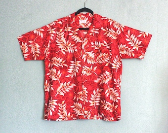 Chemise hawaïenne en rayonne des années 1960 : chemise Aloha Tiki vintage, HAWAIANE, grande